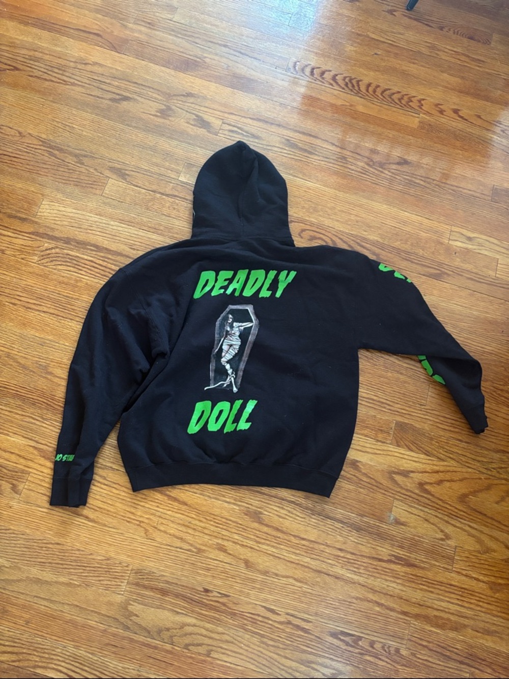 Deadly Doll Graphic Hoodie with Green Accent - - Picture 2 of 3
